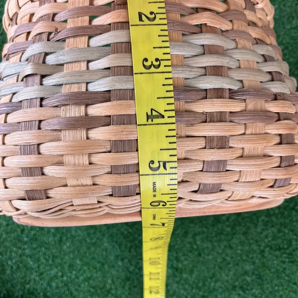 Vintage Oval Handcrafted Wooden Base Woven Storage Basket